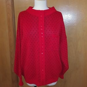 Roaman's Cardigan Sweater Red & Blue Size 38(med)